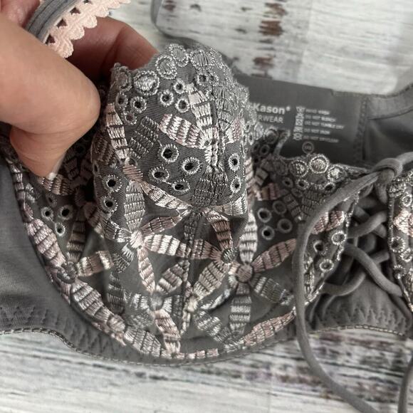 ZSKason Demi Bra size 34B Gray Pink Lace Underwire Lingerie - Picture 4 of 8